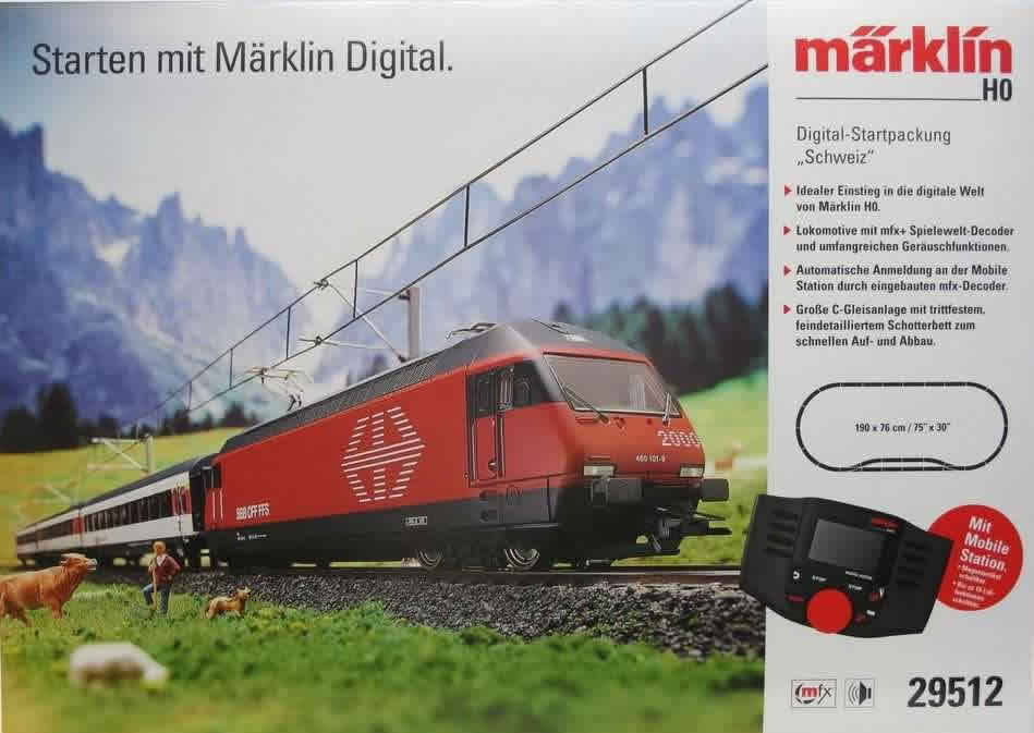 Marklin 29512 - Digital Starter Set Swiss Re 460 locomotive and 3 passenger cars
