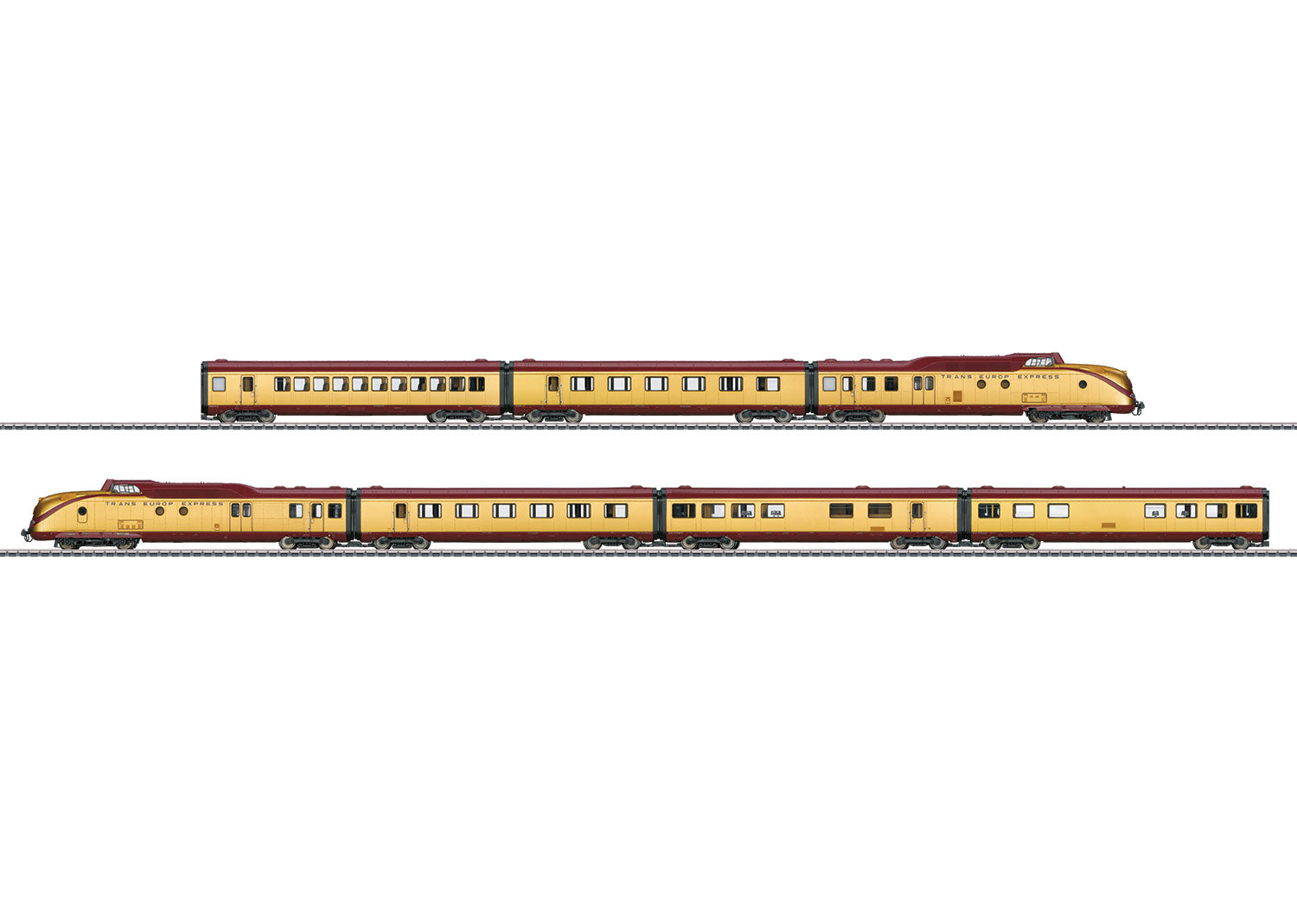 Marklin 37603 - TEE VT 11.5 Diesel Powered Rail Car Train 24-Karat Gold Plated (7-part train)