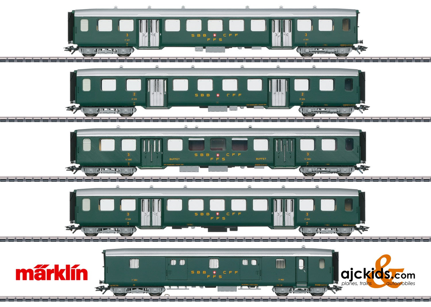 Marklin 43369 Lightweight Steel Car Set to Go with the Class Ae 3