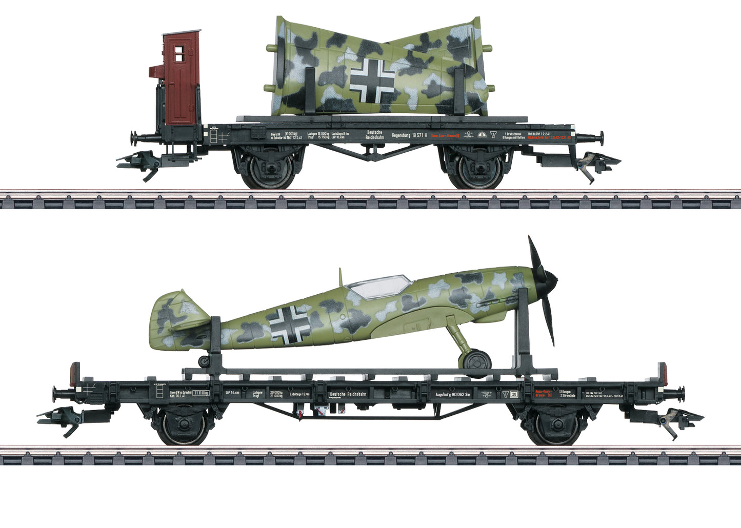 Marklin 45088 - Airplane Transport Pair of Flat Cars With Messerschmitt BF 109