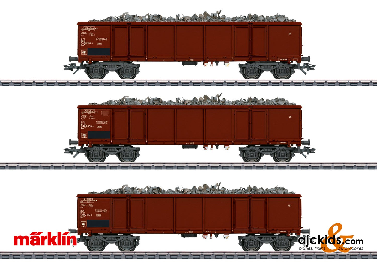 Marklin 46899 - High Side Gondola Set for Scrap Transport, EAN 4001883468990 at Ajckids.com