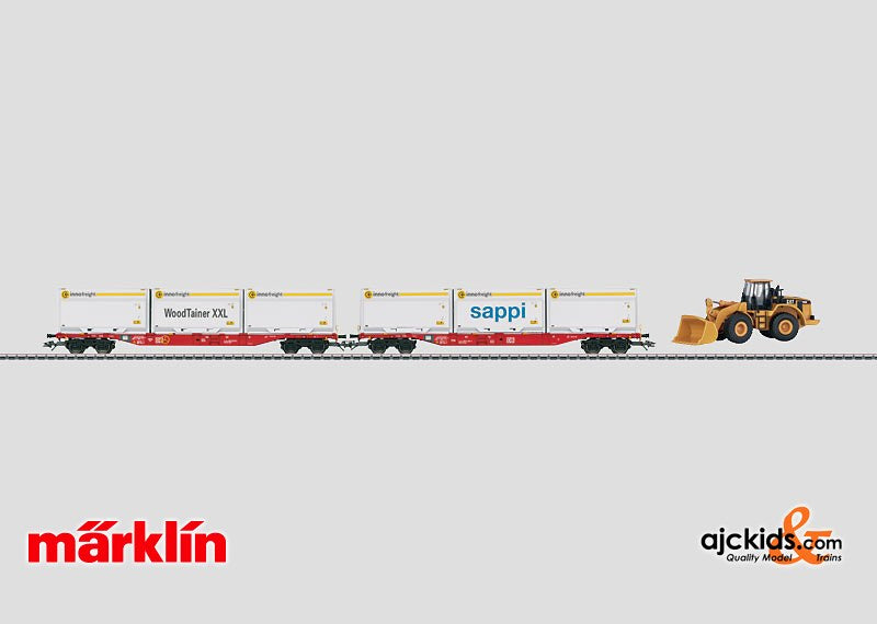 Marklin 47074 - Flat Car Set for Containers with WoodTainer Containers.