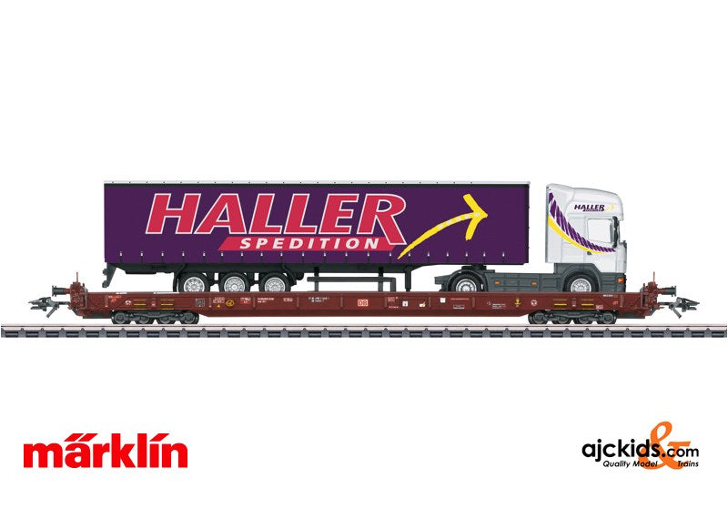Marklin 47419 - Rollende Landstrasse / Rolling Road Depressed Floor Flat Car
