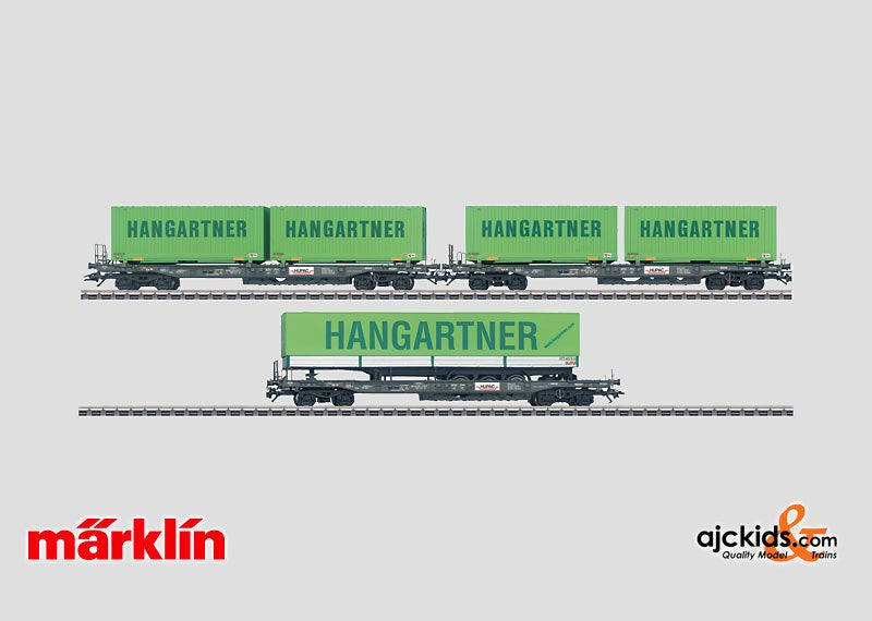 Marklin 47453 - Set with 3 Loaded Deep Well Flat Cars