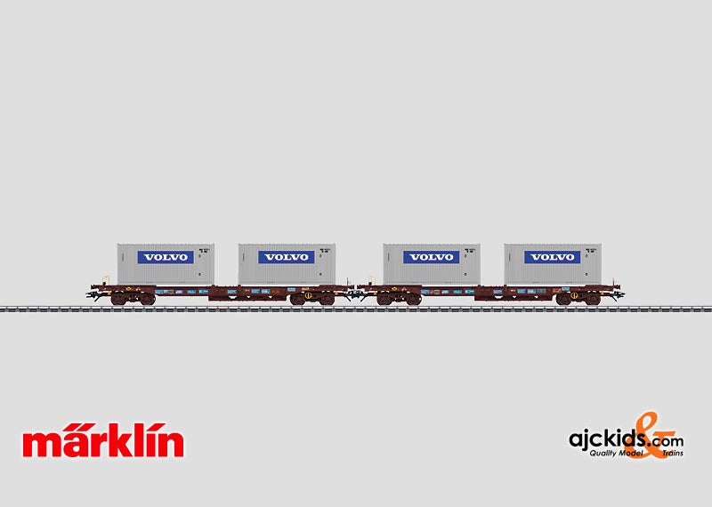 Marklin 47458 - Set with 2 Loaded Deep-Well Flat Cars Volvo