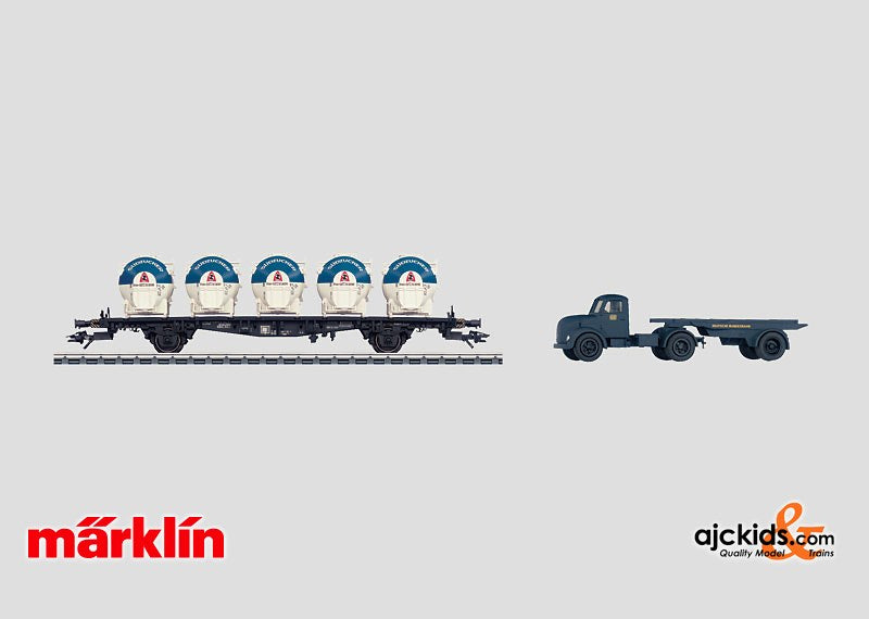 Marklin 48534 - Set of a Flat Car for Containers and a Truck
