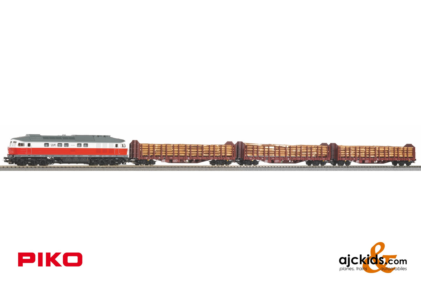 Piko 58116 - WFL BR 232 Diesel w/3 pulpwood cars VI