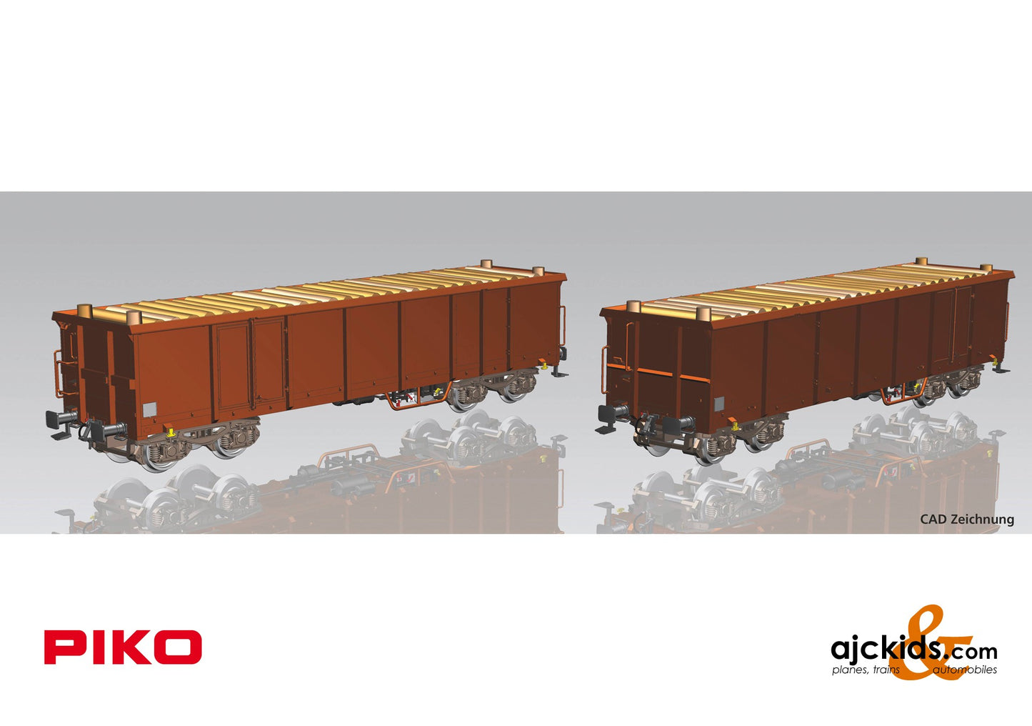Piko 58235 - 2 pc. Eaos Gondola set with wood loads DB AG VI