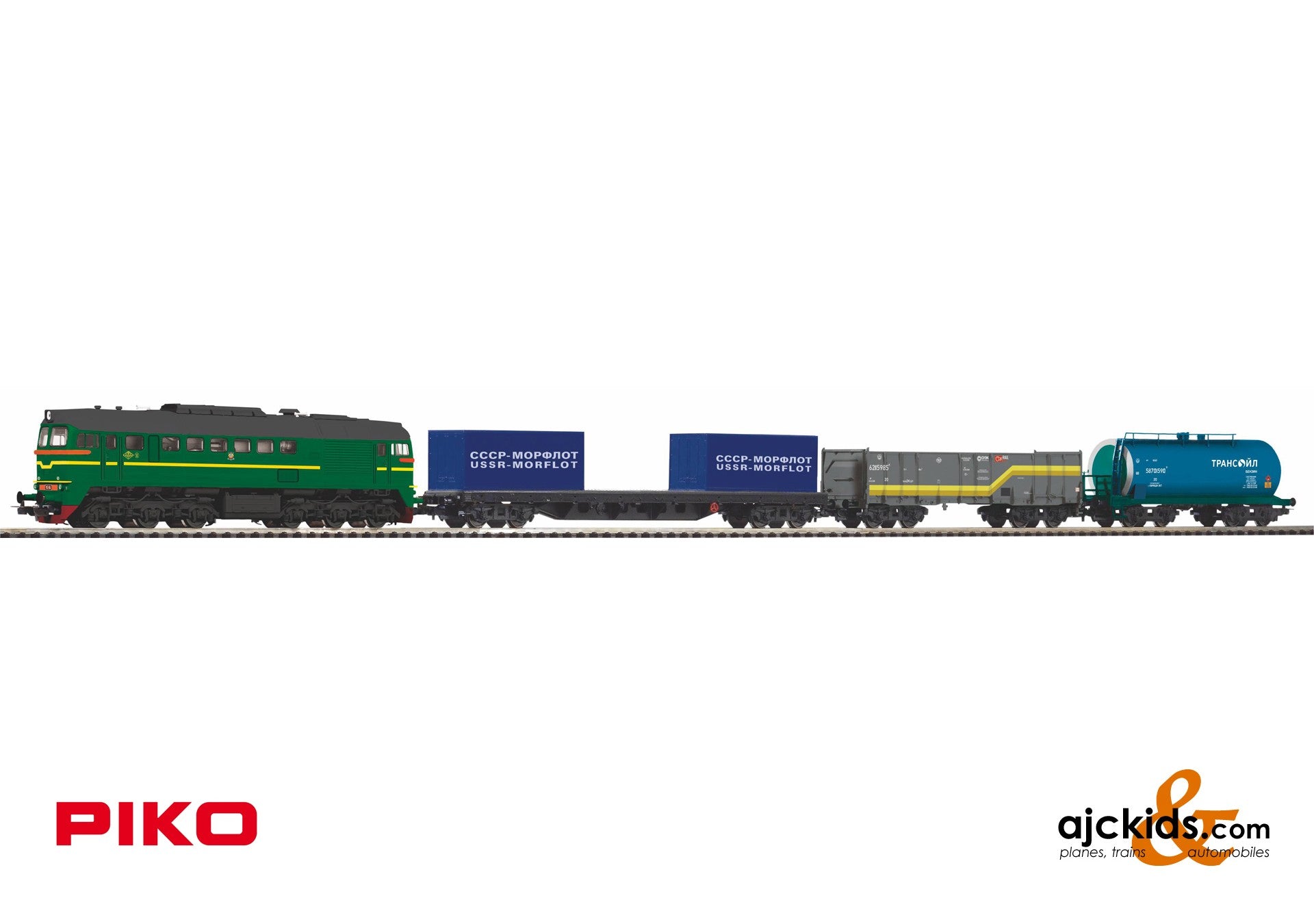 Piko Start-Set mit Bettung M62 + 3 Güterwagen, SZD, Ep. VI (97940) ab Piko Start-Set mit Bettung M62 + 3 Güterwagen, SZD, Ep. VI (97940) ab