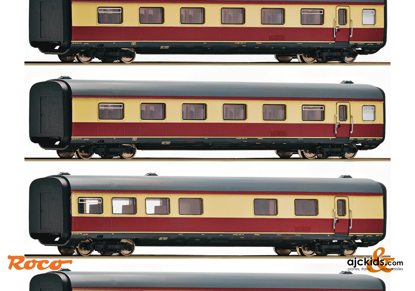 Roco 6220003 - 4-piece set: Intermediate coach for gas turbine multiple unit class 602, DB at Ajckids.com