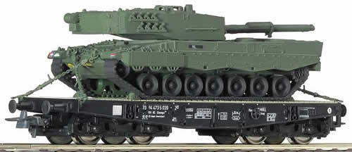 Roco 66391 Heavy Duty Flat Car with Leopard Tank