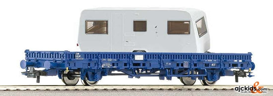 Roco 66692 Stake Car with travel trailer