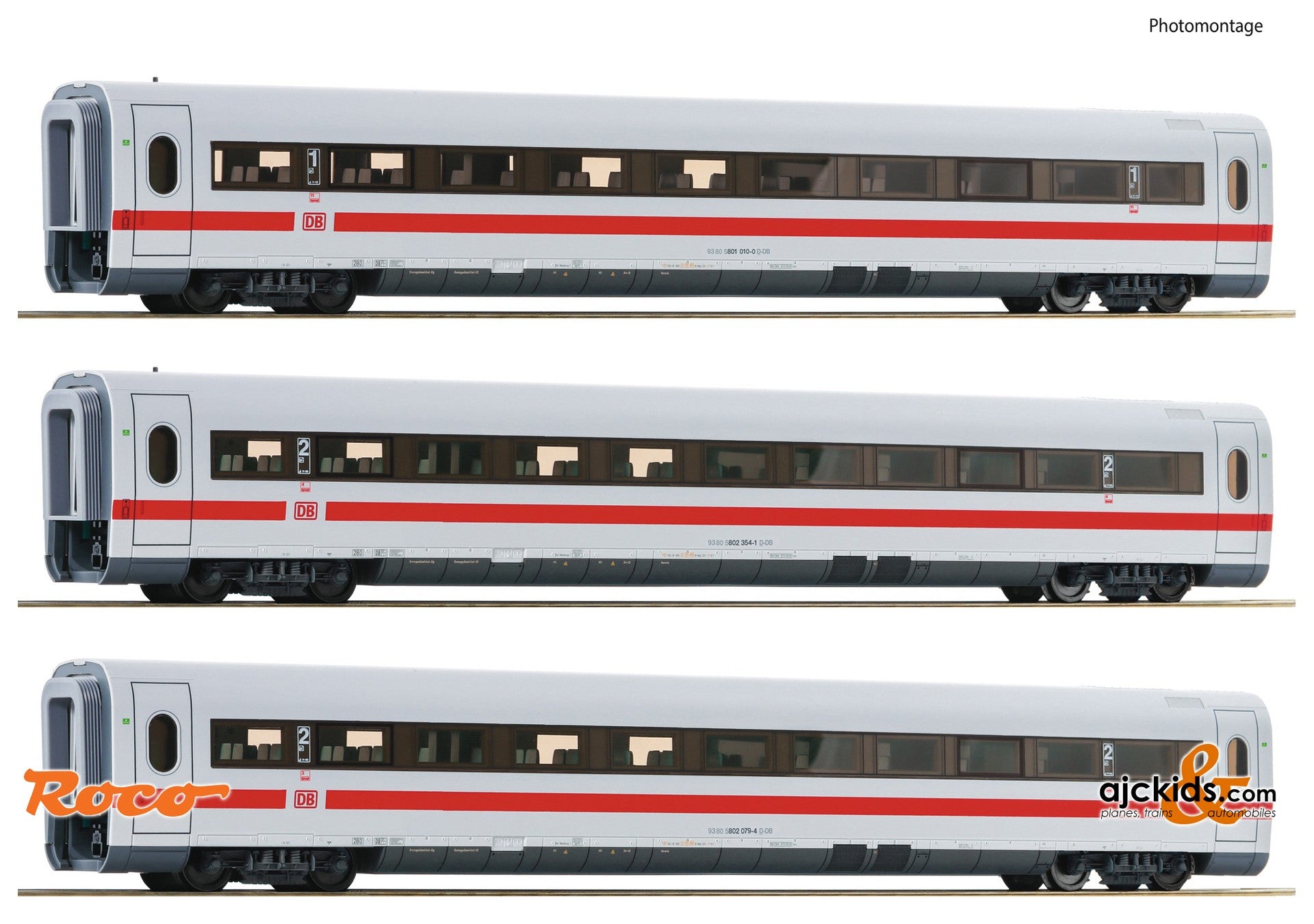 Roco 74031 - 3 piece set (4): Intermediate coaches ICE 1, DB AG at