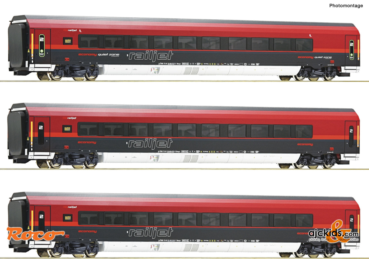 Roco 74040 - 3 piece set: Railjet, ÖBB at Ajckids.com