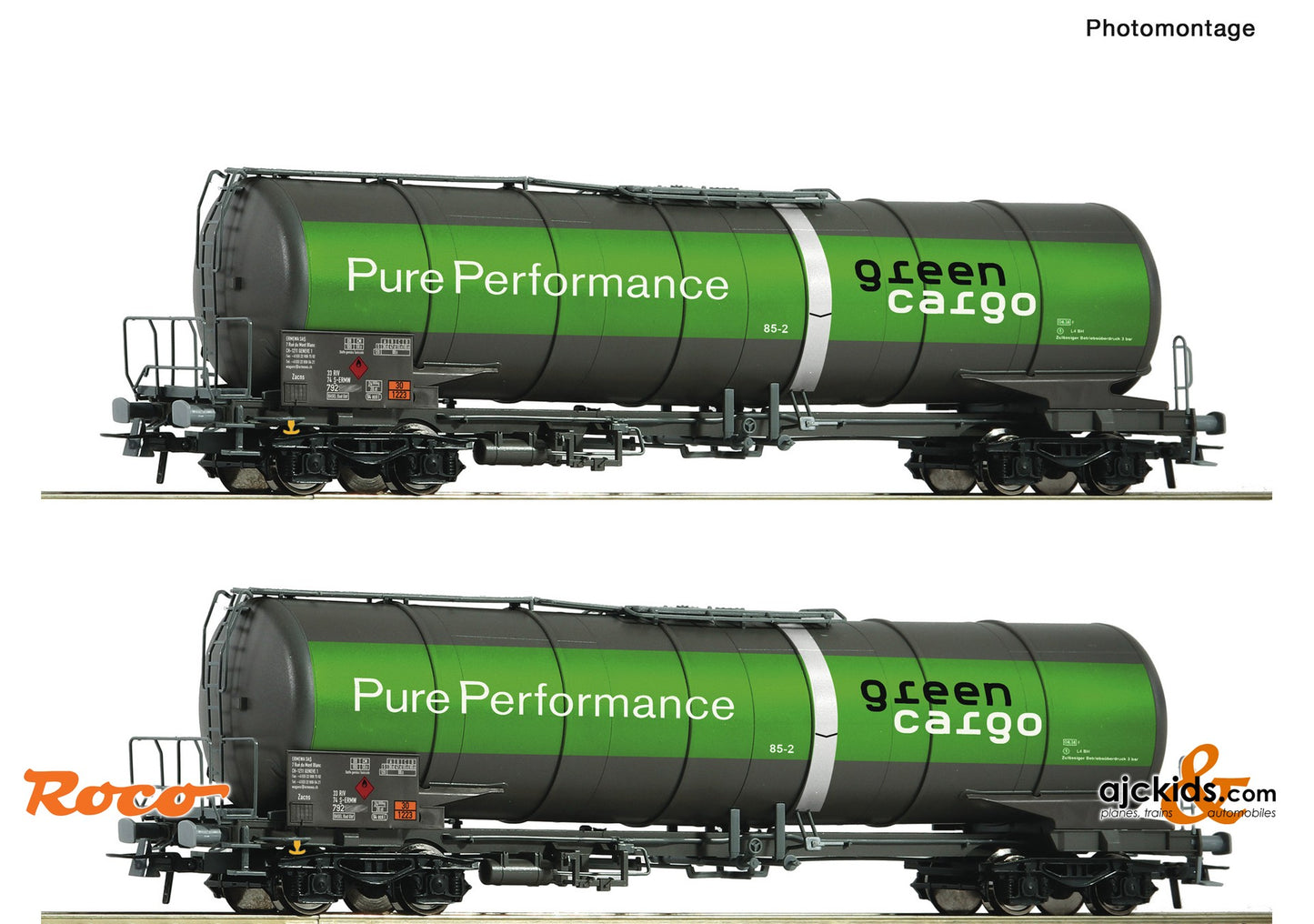 Roco 76026 -2 piece set: Tank wagon, Green Cargo