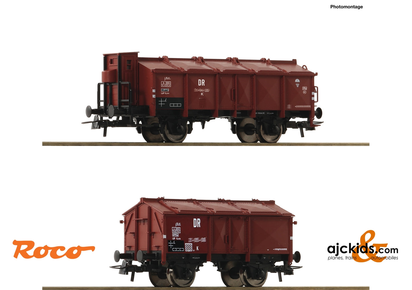 Roco 76306 - 2 piece set: Gondola with hinged roof hatches