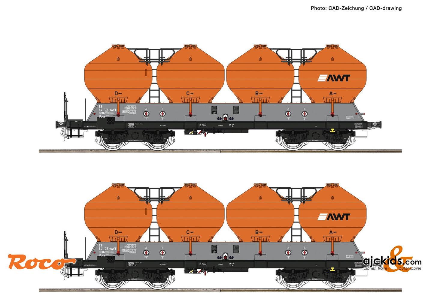 Roco 77002 -2 piece set: Silo wagons, AWT