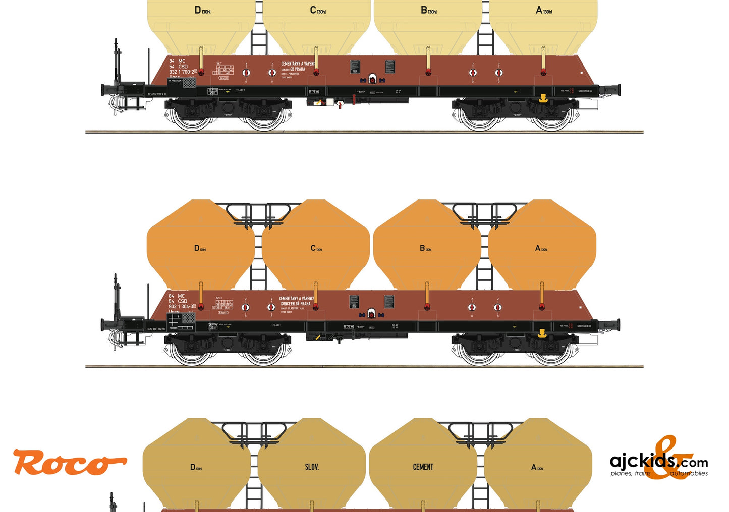 Roco 77004 - 3-piece set: Silo wagon, CSD at Ajckids.com