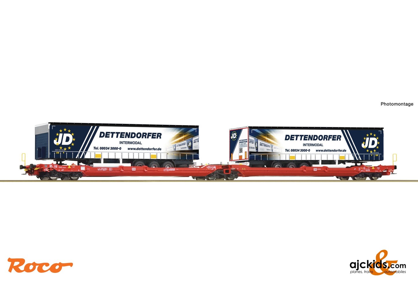 Roco 77404 - Articulated double-pocket wagon T3000e, DB AG at Ajckids.com