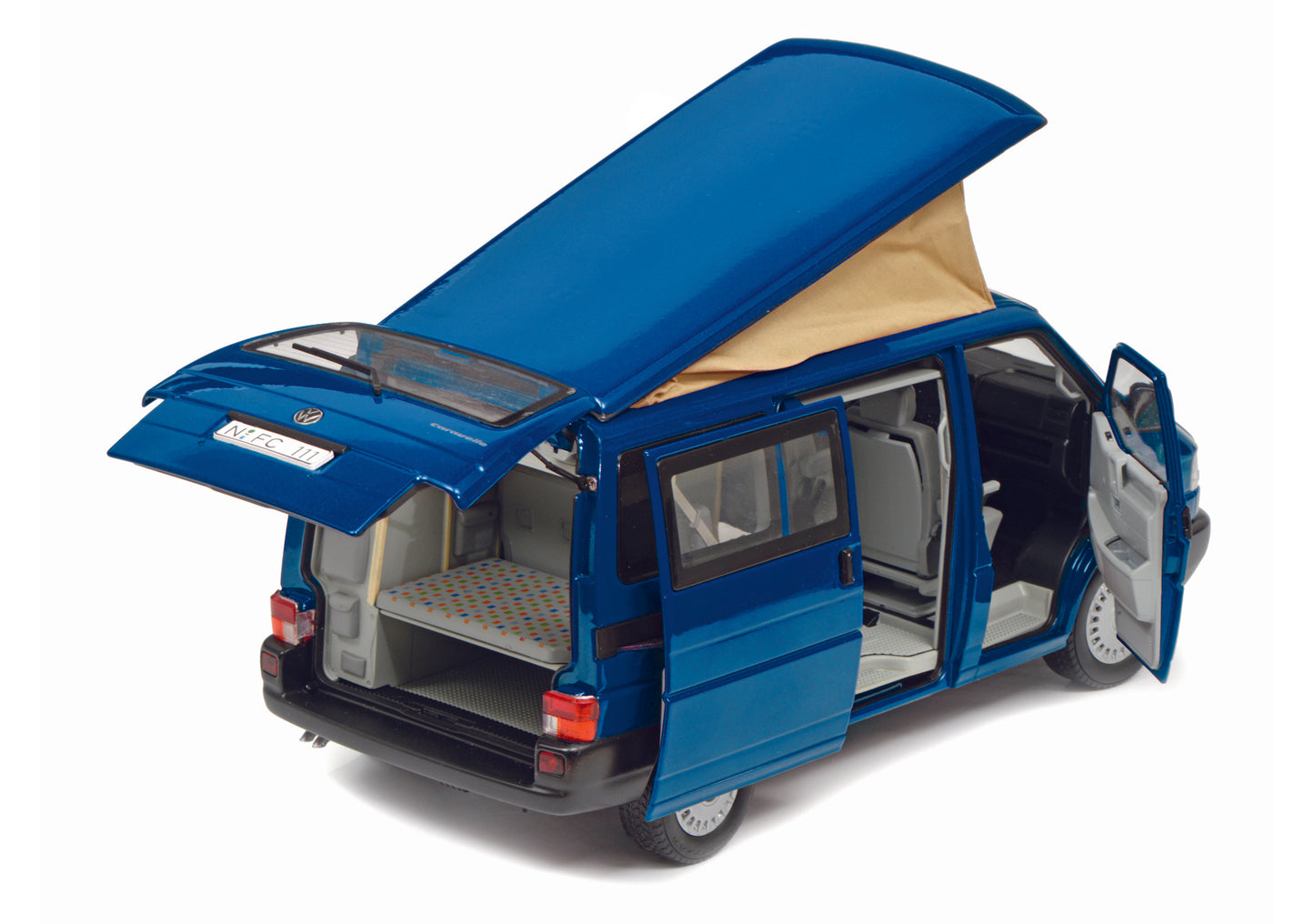 Schuco 450042100 - VW T4 Westf.Camper blue 1:18 EAN: 4007864060962, at Ajckids.com, authorized Schuco dealer for the USA.