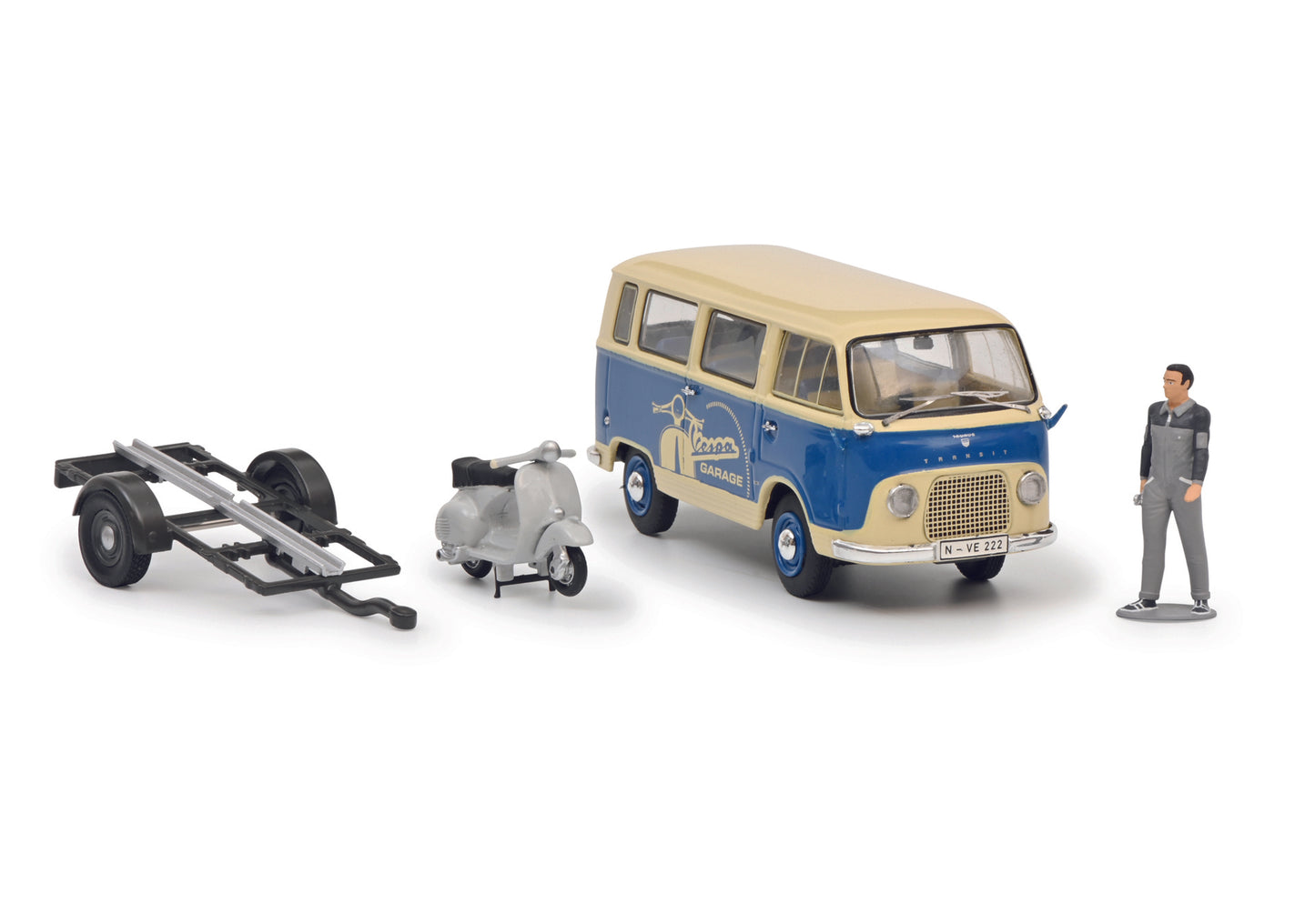 Schuco 450320000 - Ford FK1000 Bus Vespa 1:43 EAN: 4007864058587, at Ajckids.com, authorized Schuco dealer for the USA.