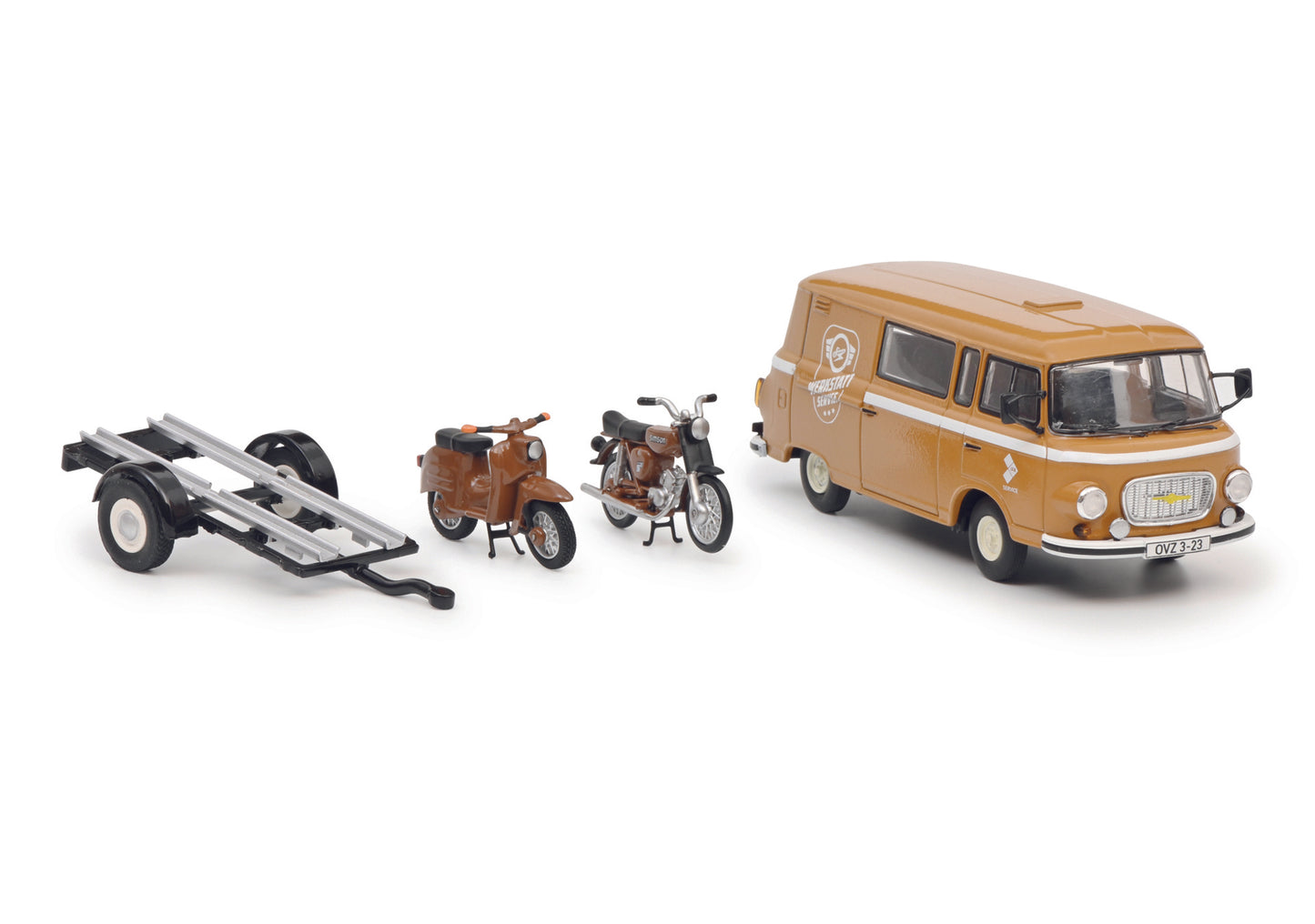 Schuco 450364200 - Barkas B1000 Anh.m.2 Mot.1:43 EAN: 4007864058358, at Ajckids.com, authorized Schuco dealer for the USA.