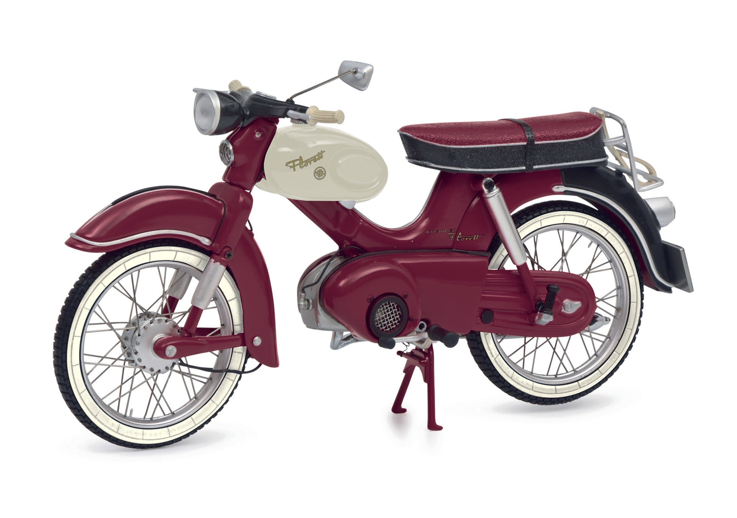 Schuco 450654900 - Kreidler Florett weinrot 1:10 EAN: 4007864061419, at Ajckids.com, authorized Schuco dealer for the USA.