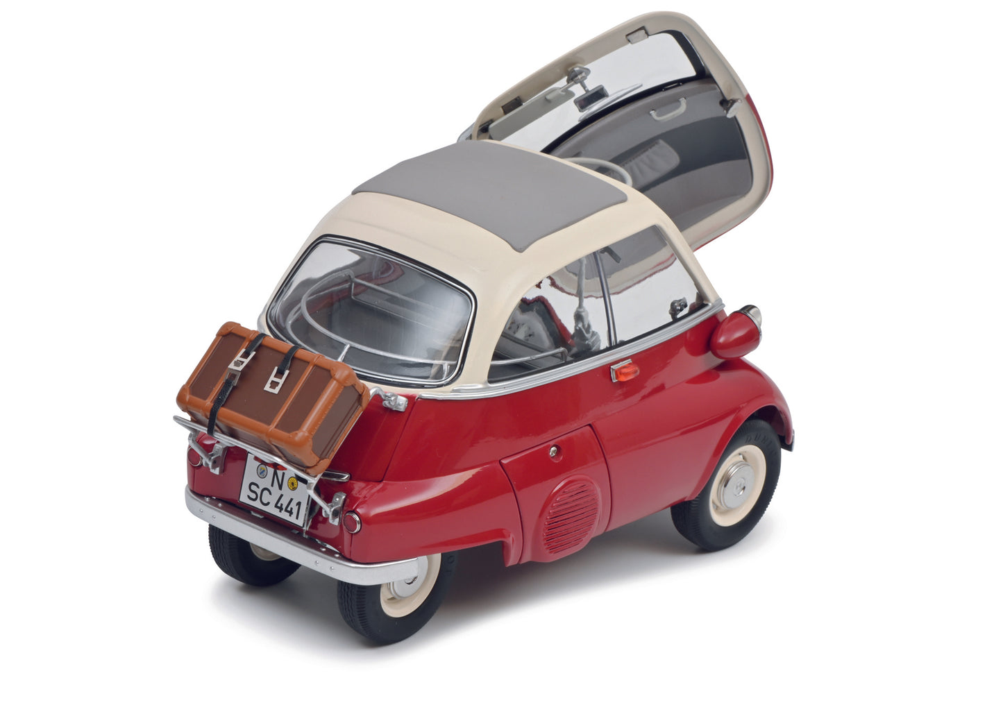 Schuco 450672000 - BMW Isetta Exp.rot/white 1:12 EAN: 4007864060924, at Ajckids.com, authorized Schuco dealer for the USA.