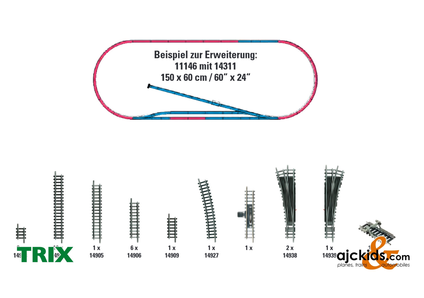 Trix 14311 - H1 Track Extension Set