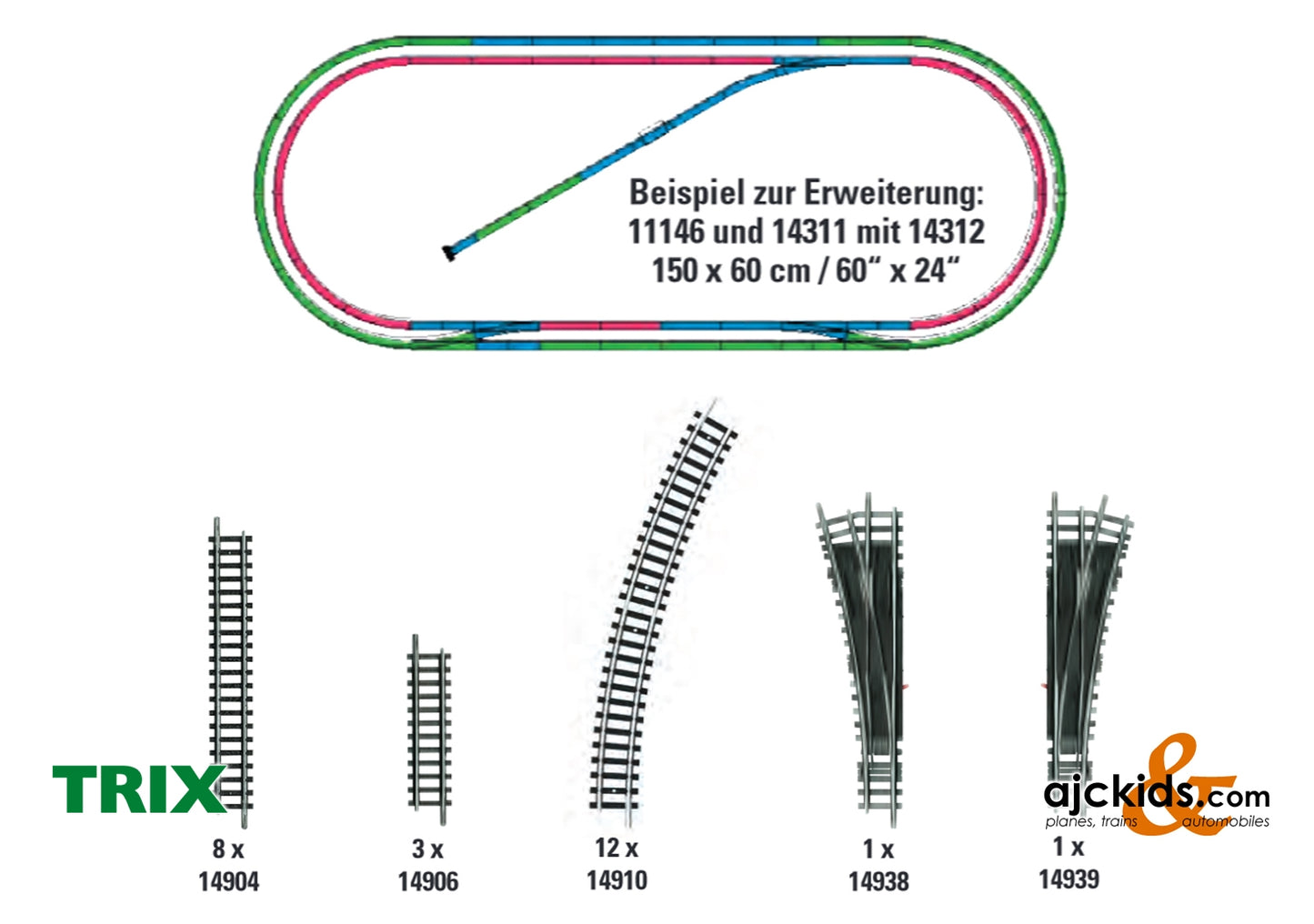 Trix 14312 - H2 Track Extension Set