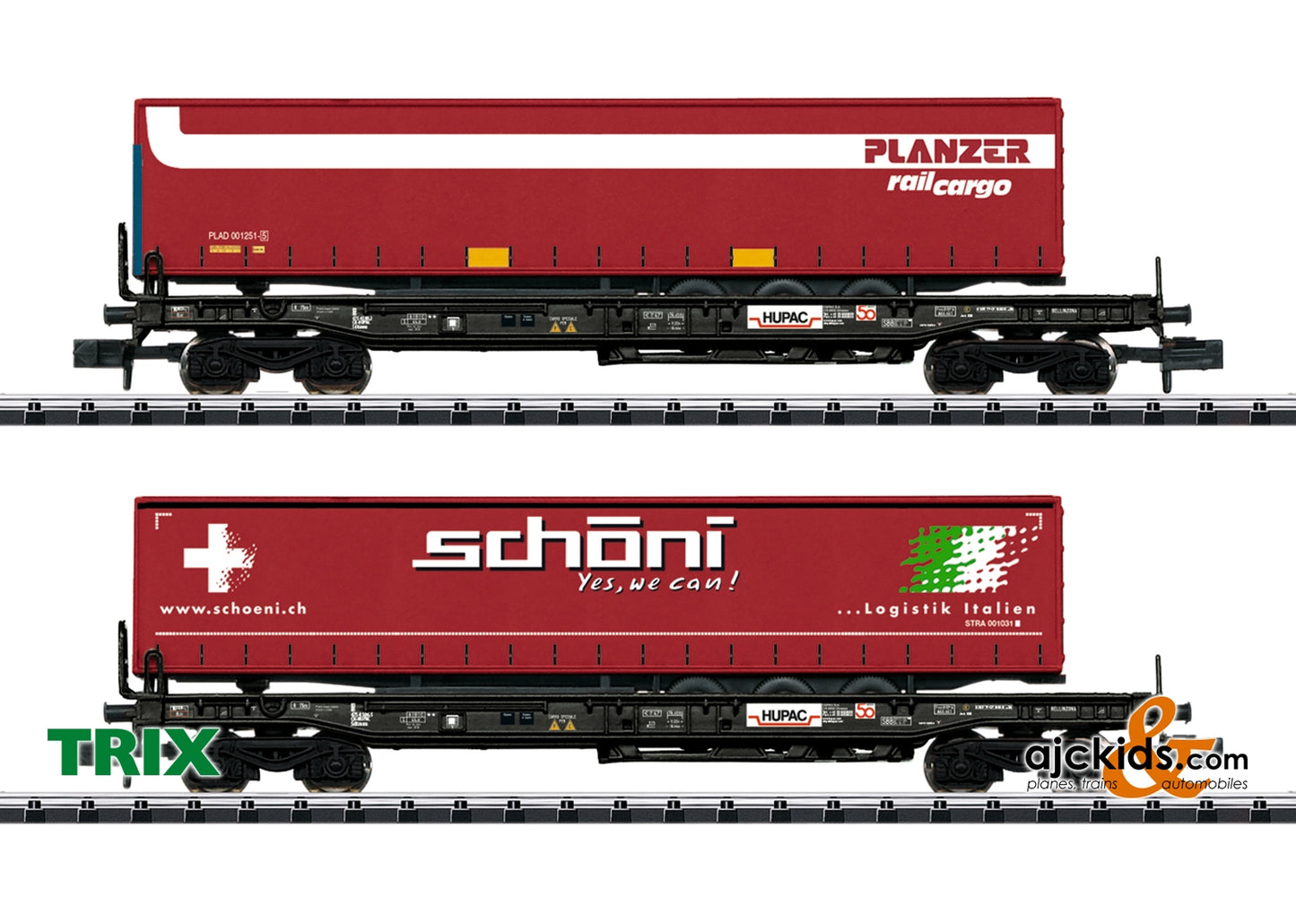 Trix 18706 - HUPAC Deep Well Flat Car Set