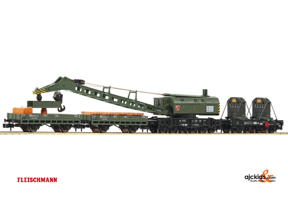 Fleischmann 859902 - 4 piece set crane train DB