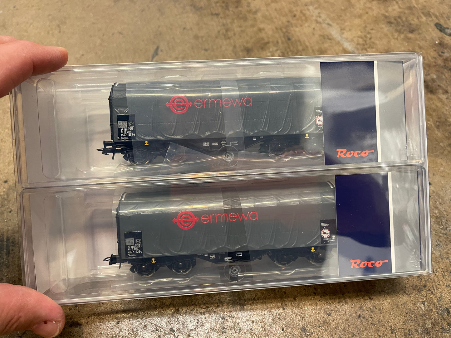 Roco 76039 - 2 piece set: Sliding tarpaulin wagons