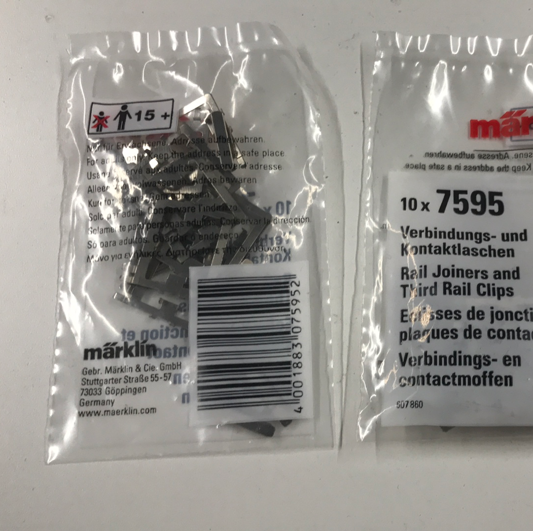 Marklin 7595 - Rail Joiners and Third Rail Clips K-Track (10)