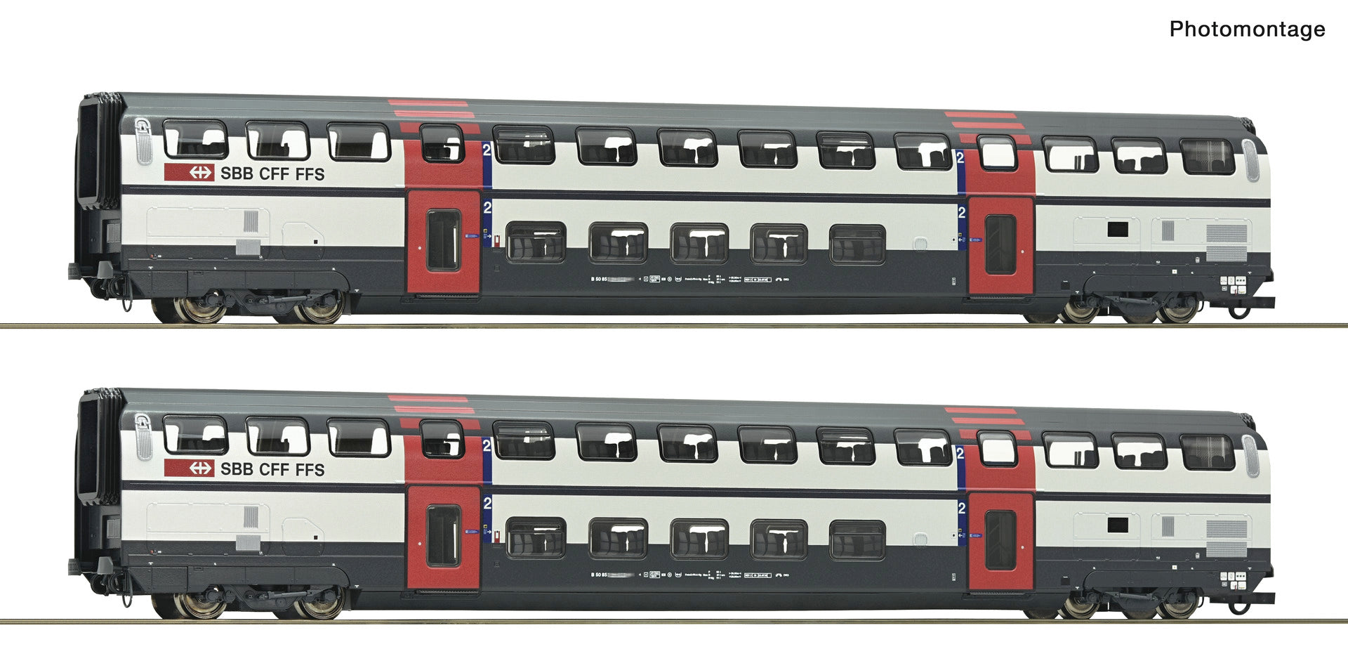 2 piece set (1): 2nd class double-deck coaches, SBB 