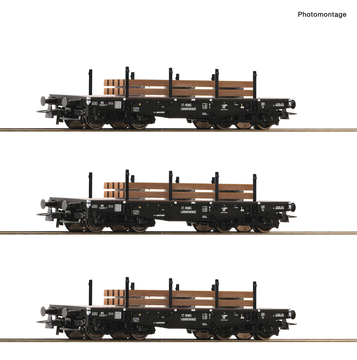 Roco 6600016 - 3-piece set: Heavy-duty wagon