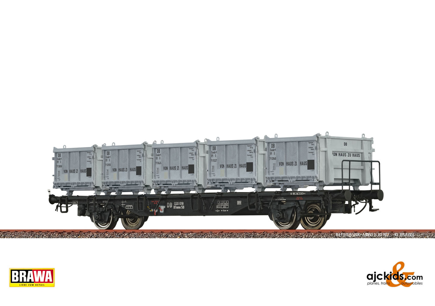 Brawa 49138 - H0 Container Car Lbs589 DB, with Eoskrt022 "Von Haus zu Haus"