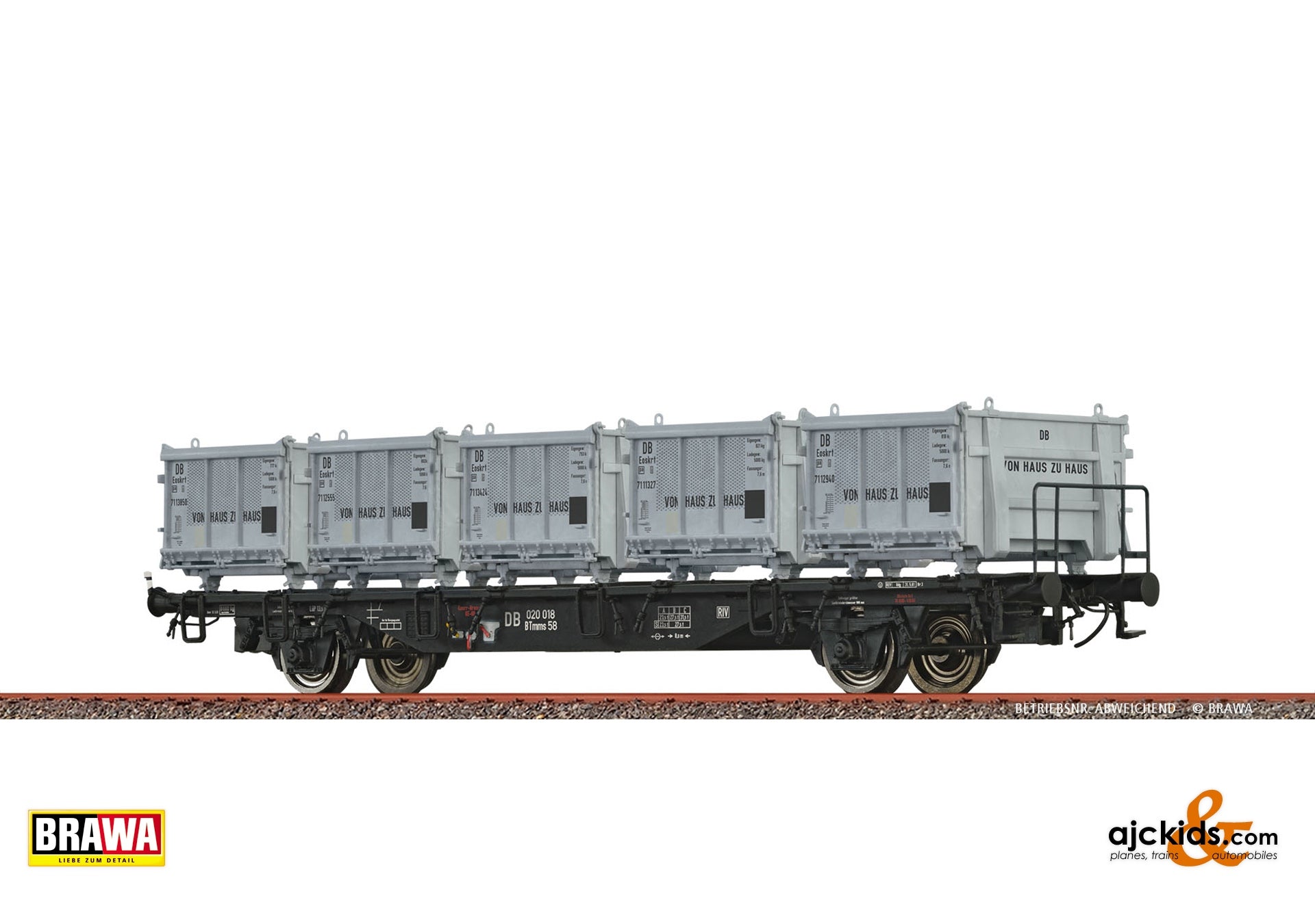 Brawa 49138 - H0 Container Car Lbs589 DB, with Eoskrt022 "Von Haus zu Haus"