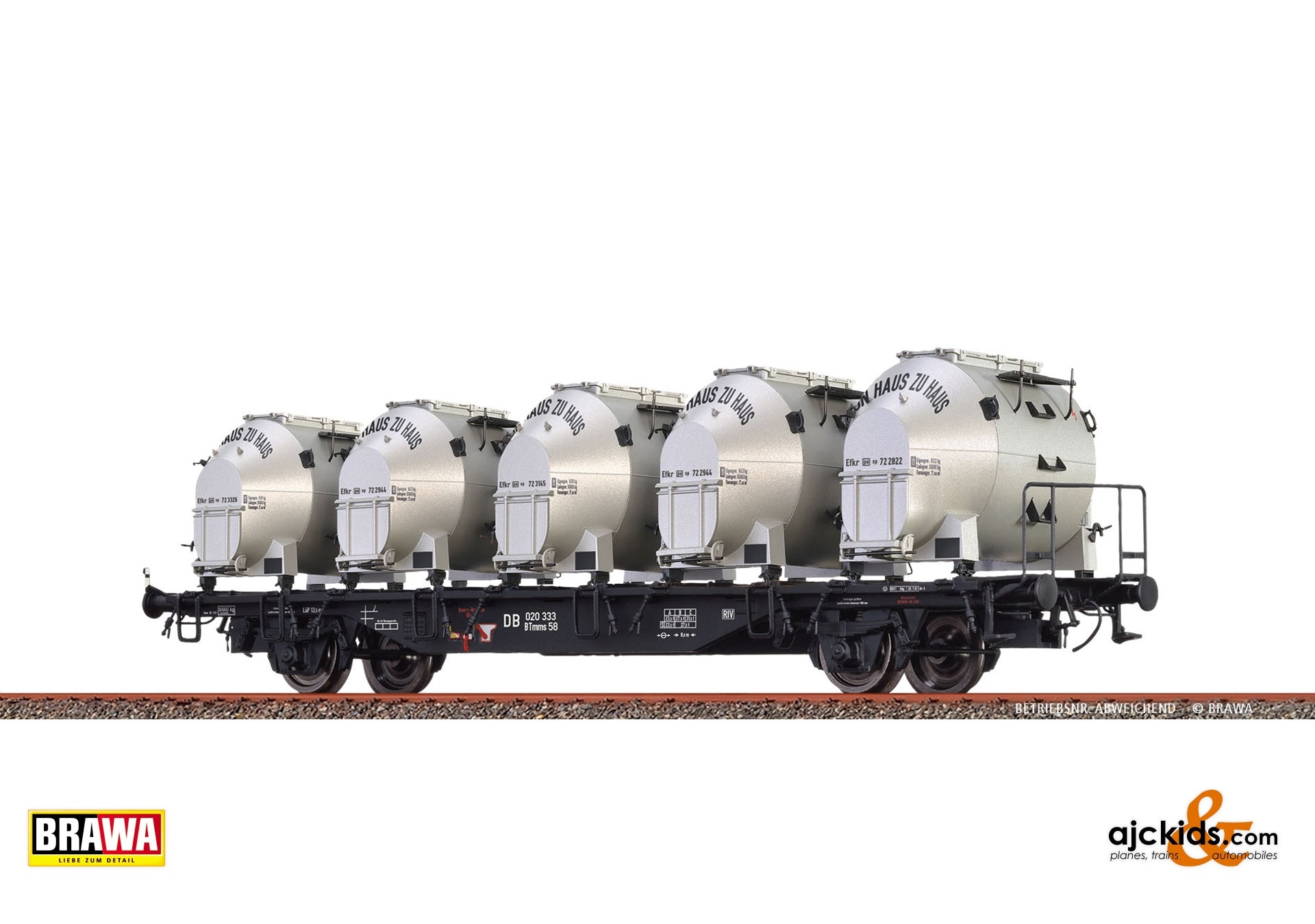 Brawa 49139 - H0 Container Car BTmms58 DB, with Efkr 401 "Von Haus zu Haus"