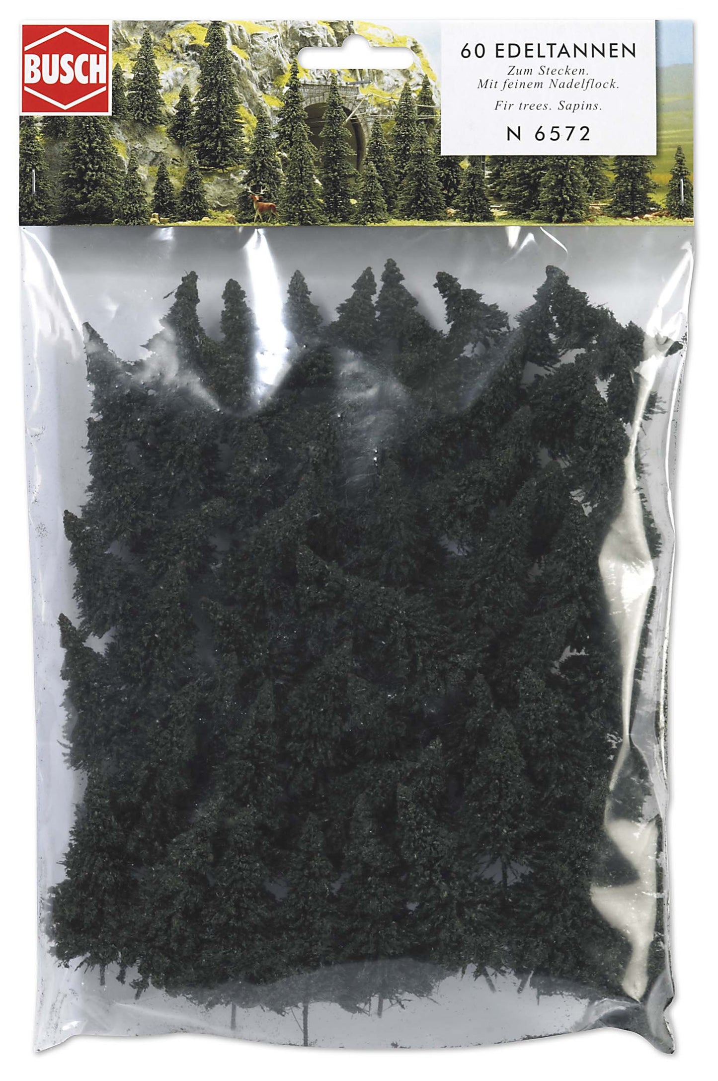 Busch 6572 - Pine Tree Set 3-6cm 60 pieces