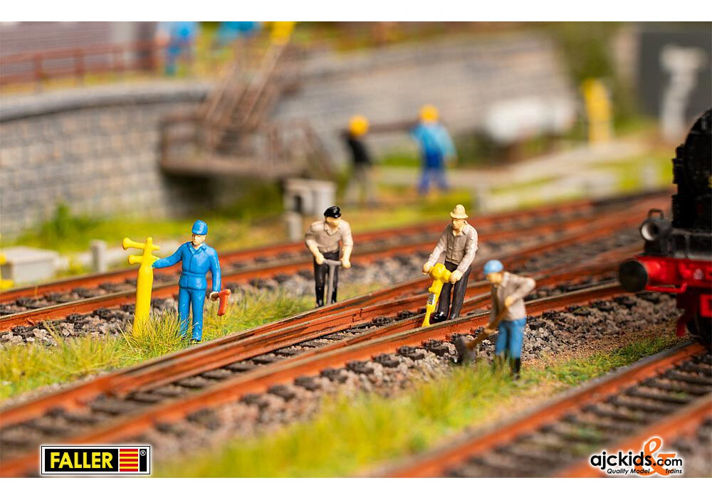 Faller 180238 - Railway construction workers & signal horn Figurine set with mini sound effect