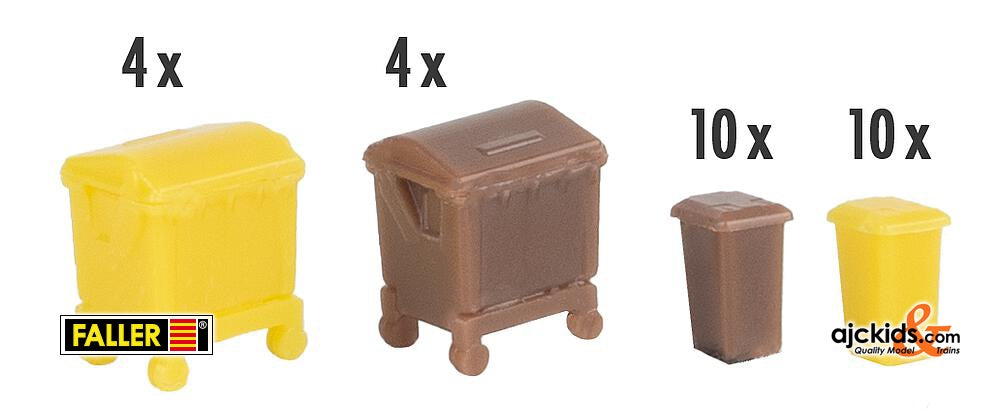 Faller 272926 Waste bin set, brown and yellow at ajckids.com