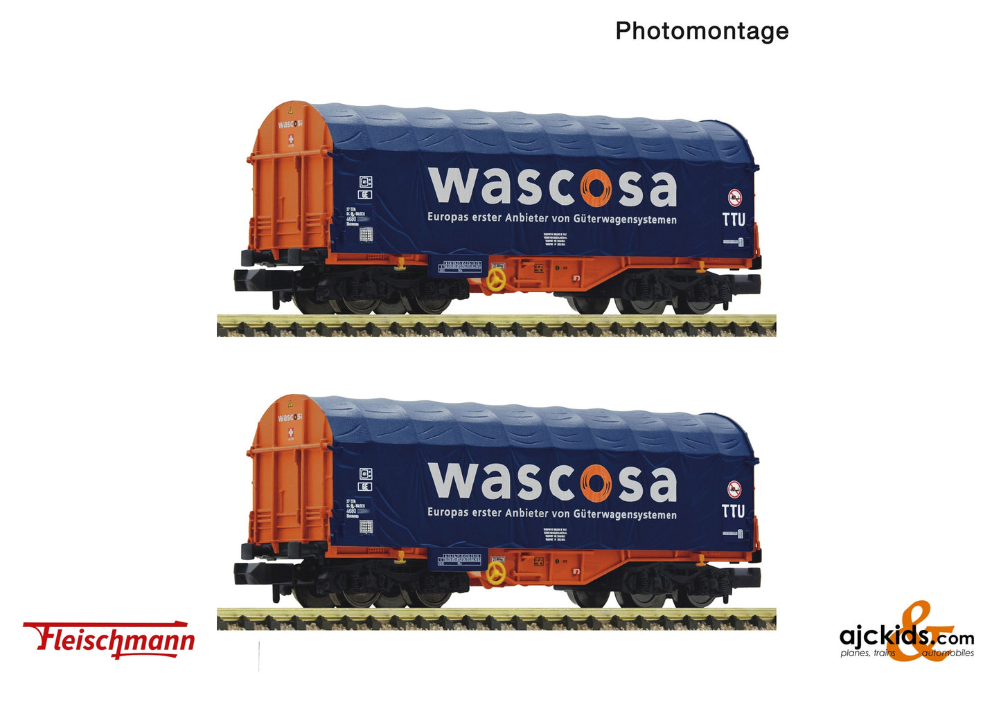 Fleischmann 6660105 2 piece set: Slide tarpaulin wagons, Wascosa 