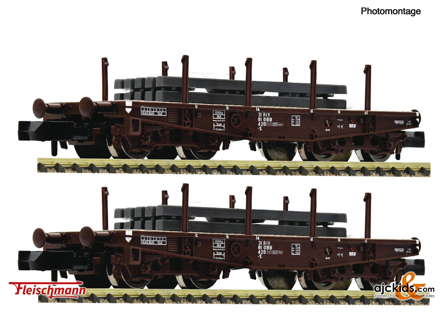 Fleischmann 6660135 - 2 piece set: Heavy-duty flat wagon, ÖBB