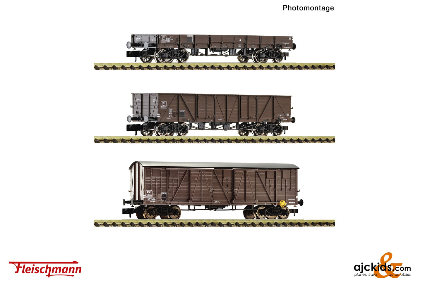 3 piece set: Goods wagons, SNCF