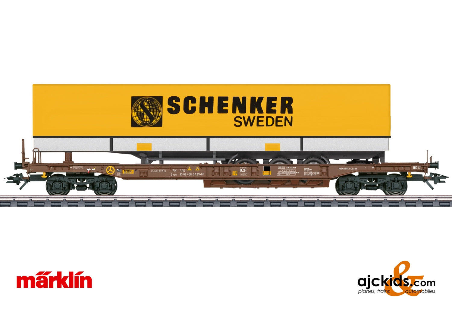 Marklin 47438 - Schenker Sweden Deep-Well Flat Car