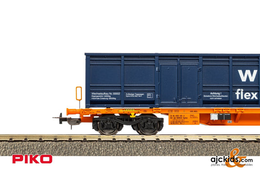 Piko 24566 Flat w/Gondola Container, Blue, Wascosa VI
