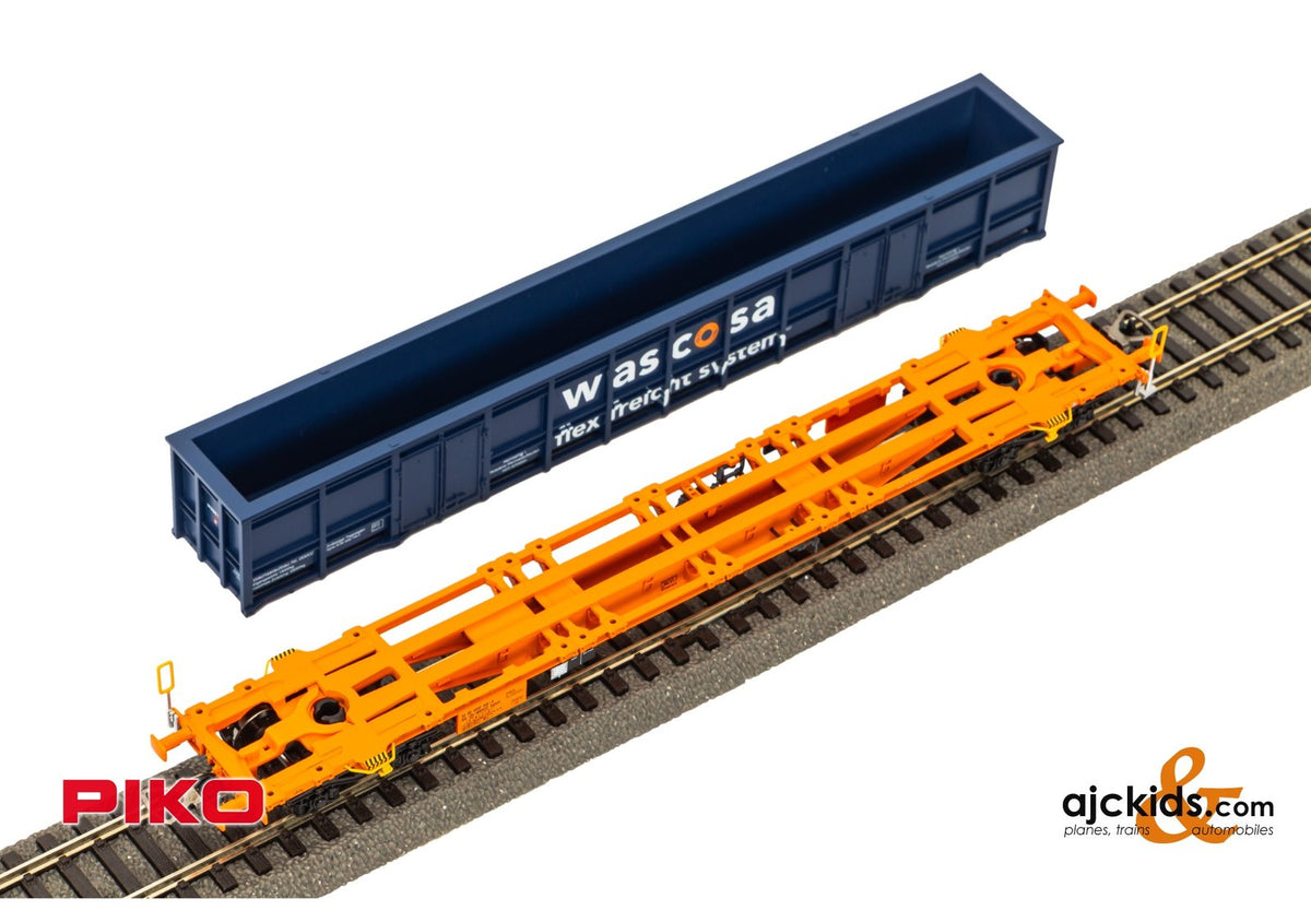 Piko 24566 Flat w/Gondola Container, Blue, Wascosa VI