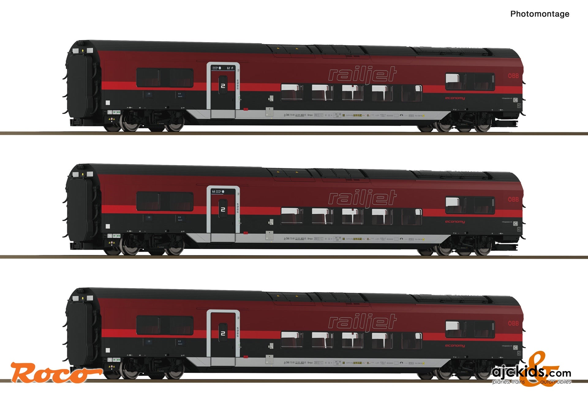 3 piece  Set 2: Railjet of the new generation
