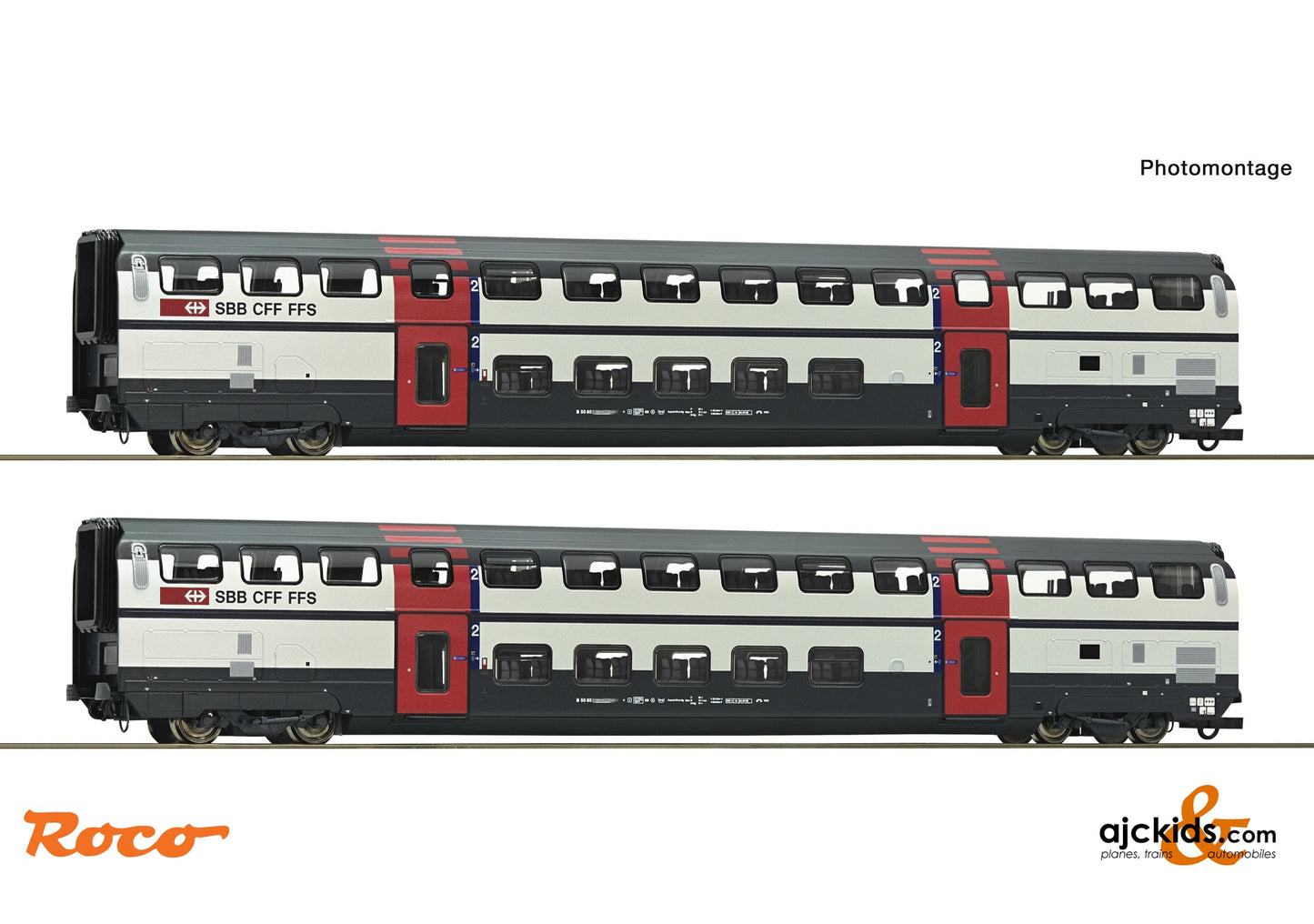 2 piece set (2): 2nd class double-deck coaches, SBB